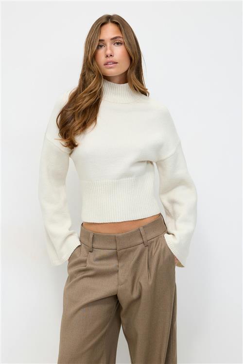 Gina Tricot - Funnel neck knitted sweater - Striktrøjer - Hvid - XL - Dame