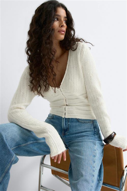 Gina Tricot - Knitted top - Striktrøjer - Hvid - M - Dame