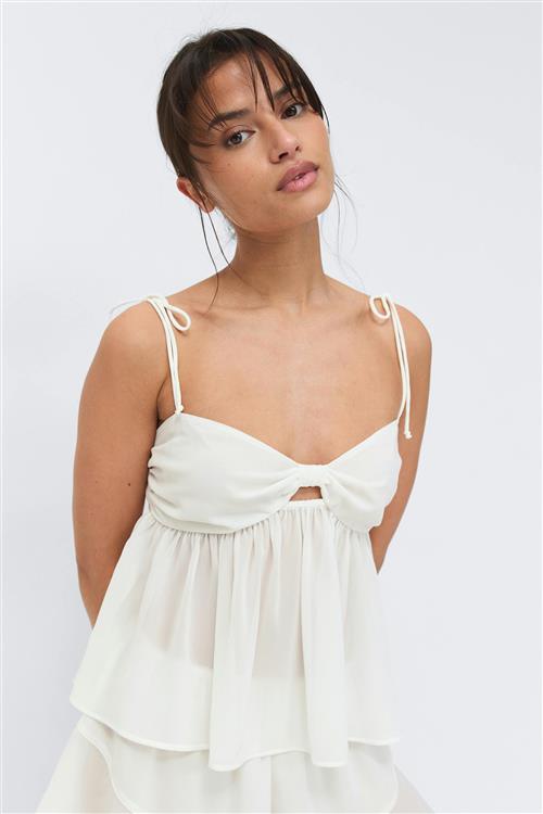 Gina Tricot - Chiffon loungewear singlet - Toppe uden ærmer - Hvid - S - Dame