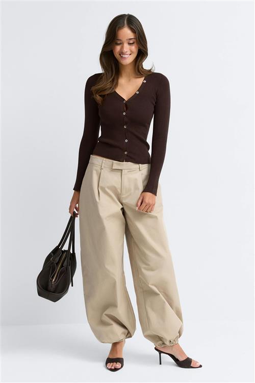 Gina Tricot - Knitted cardigan - Cardigans - Brun - XL - Dame