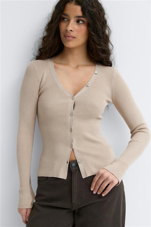 Gina Tricot - Knitted cardigan - Cardigans - Beige - XS - Dame