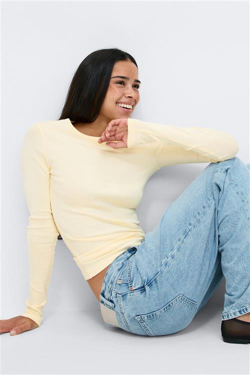 Gina Tricot - Tight fit long sleeve top - Langærmede toppe - Gul - XS - Dame