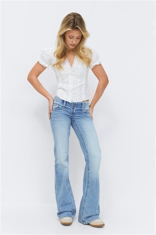 Gina Tricot - 14+ cut off loose jeans - loose jeans - Blå - XS - Dame