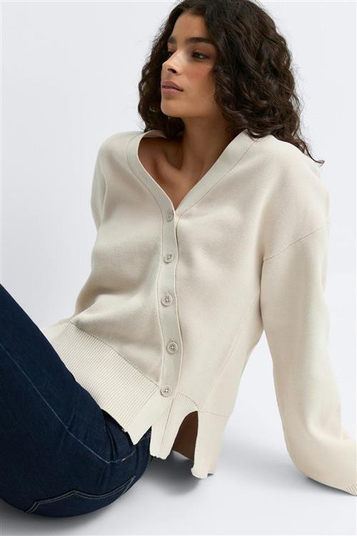 Gina Tricot - Asymmetric knitted cardigan - Cardigans - Beige - XL - Dame