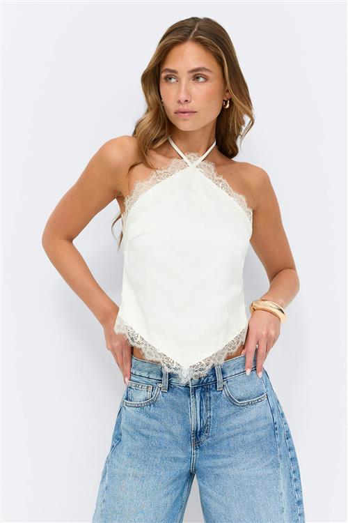 Gina Tricot - Satin singlet - Tanktops - Hvid - XL - Dame