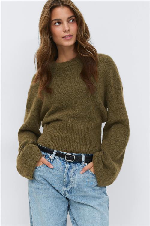 Gina Tricot - Wide sleeve knitted sweater - Striktrøjer - Grøn - M - Dame