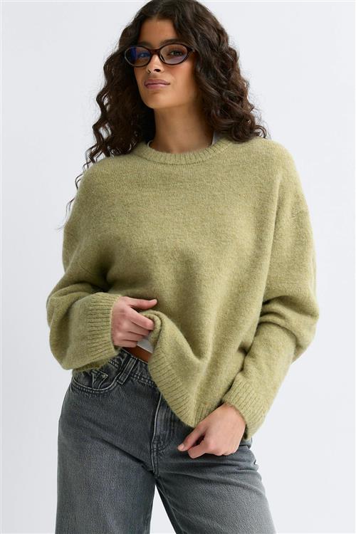 Gina Tricot - Crew neck knitted sweater - Striktrøjer - Grøn - XL - Dame