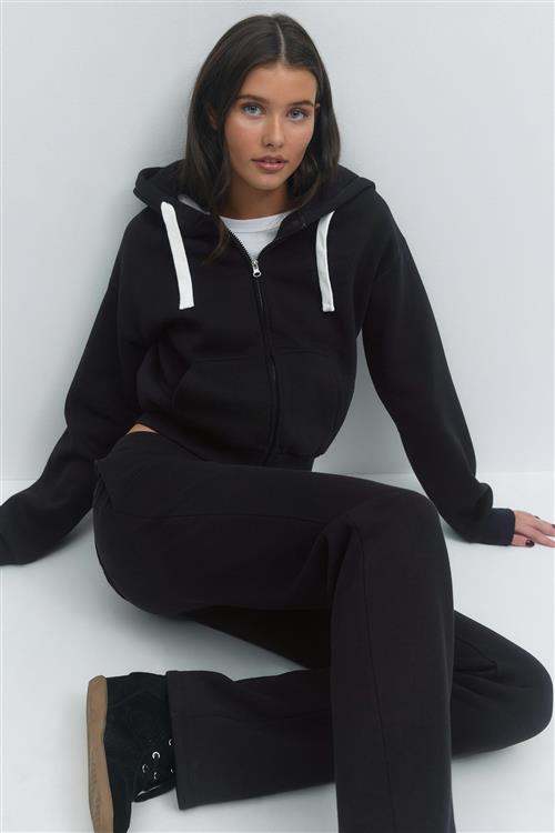 Gina Tricot - 14+ zip hoodie - Trøjer - Sort - M - Dame