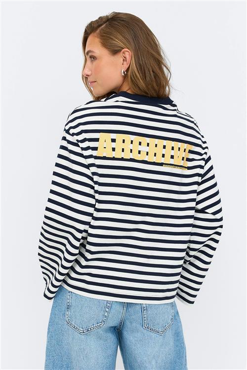 Gina Tricot - Stripe long sleeve tee - Langærmede toppe - Blå - S - Dame