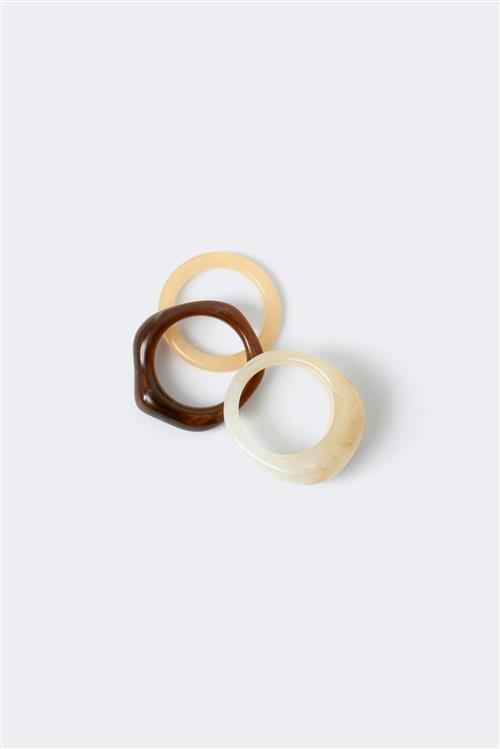 Gina Tricot - 3-pack rings - Ring - Hvid - M - Dame