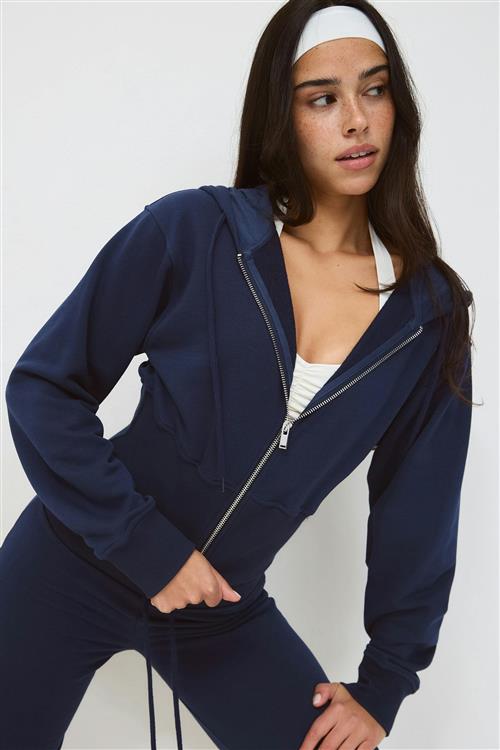 Gina Tricot - Slim fit zip hoodie - hoodies - Blå - L - Dame