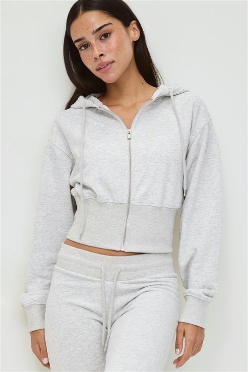 Gina Tricot - Slim fit zip hoodie - hoodies - Grå - S - Dame