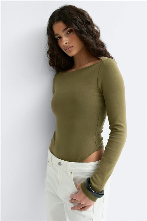 Gina Tricot - Long sleeve body - Bodystockings - Grøn - XS - Dame