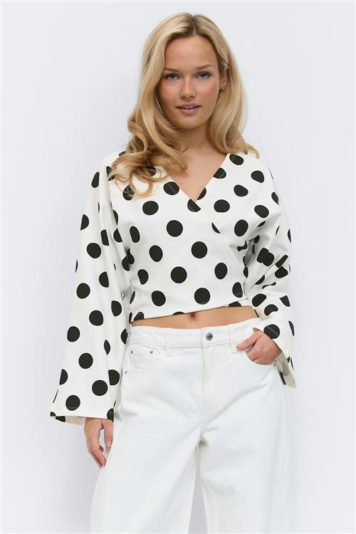 Gina Tricot - Dot wrap tie top - slå om toppe - Sort - M - Dame