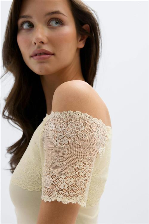Gina Tricot - 14+ lace detail top - Toppe - Gul - L - Dame