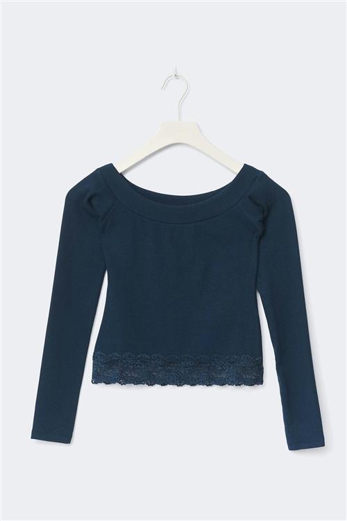 Gina Tricot - 14+ off shoulder top - Toppe - Blå - M - Dame