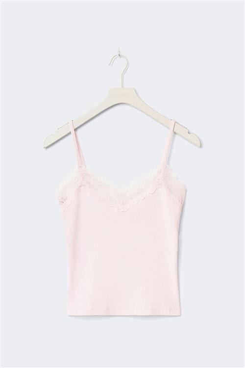 Gina Tricot - 14+ lace detail tank top - Toppe - Lyserød - XXS - Dame