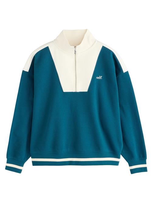 self. Sweatshirt  cyanblå / hvid