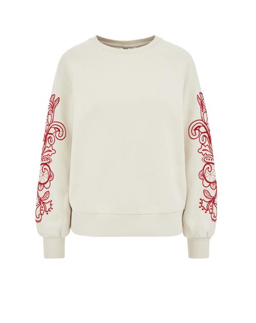 WE Fashion Sweatshirt  mørkerød / naturhvid