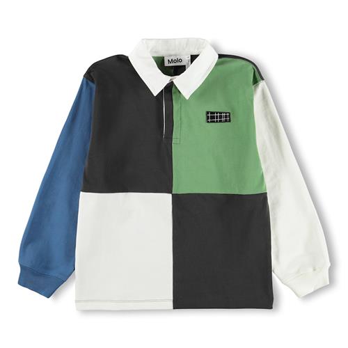 Molo GOTS Relz Langærmet Poloshirt Check Mix  Check Mix 140 cm  Grøn  140 cm  mand