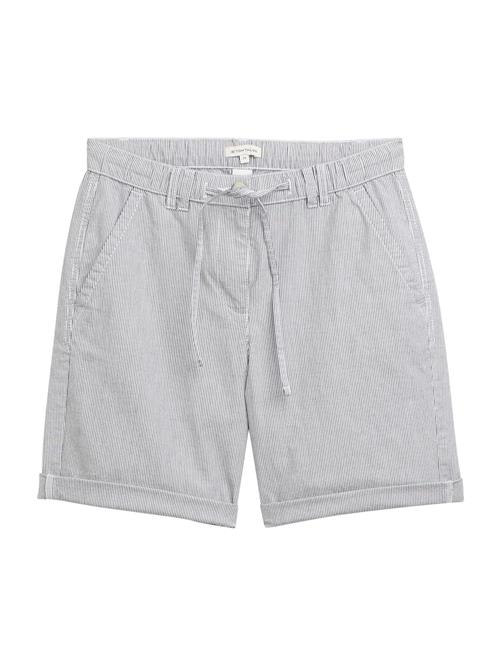 TOM TAILOR Lærredsbukser  mørkeblå / hvid