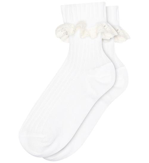 MP Strømper - Rib - Julia - Hvid m. Blonde