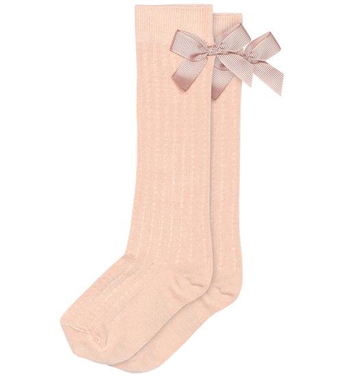 MP Knæstrømper - Viskose/Bambus - Liva - Rose Dust m. Hulmønster