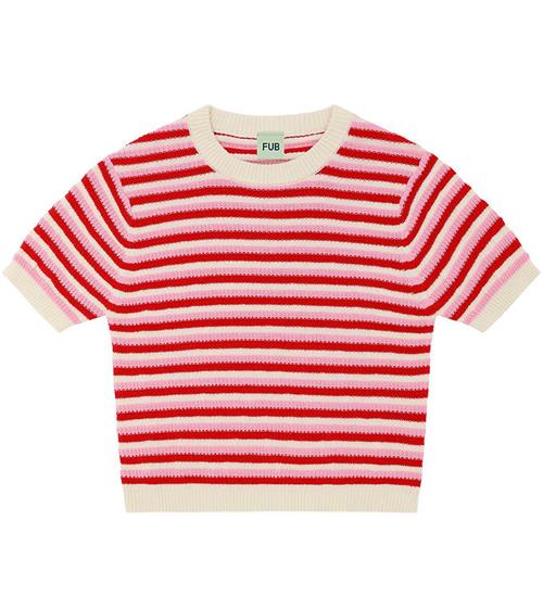 FUB T-shirt - Strik - Ecru/Rød/Candy