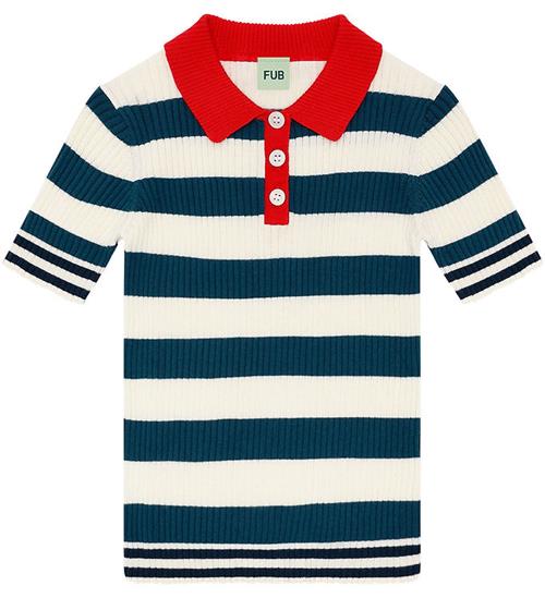 FUB Polo - Rib - Ecru/Oceanstribet