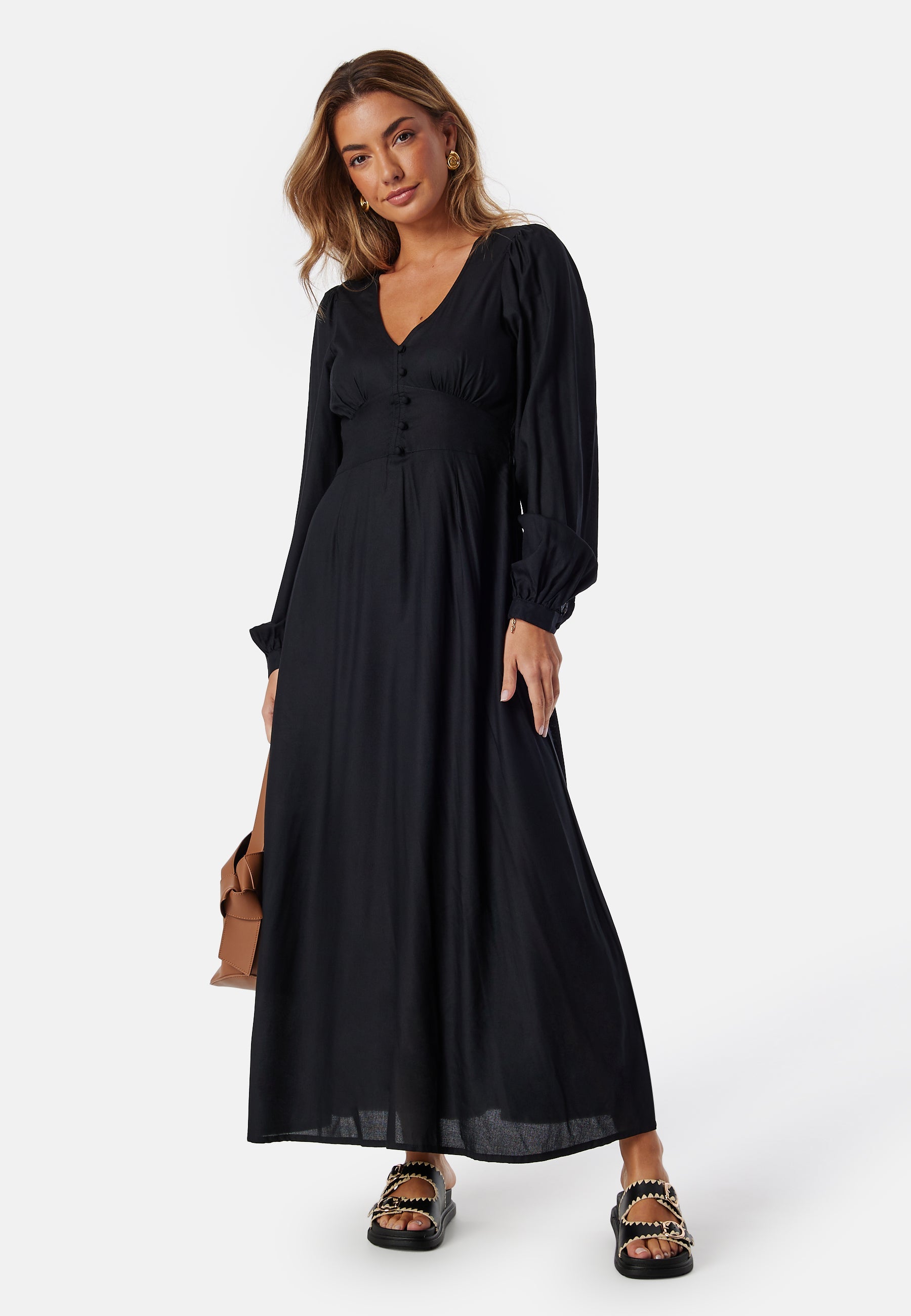 BUBBLEROOM Viscose V-neck Maxi Dress