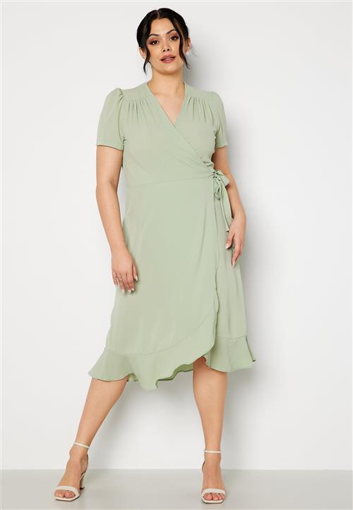 John Zack Curve Short Sleeve Wrap Frill Curve Dress