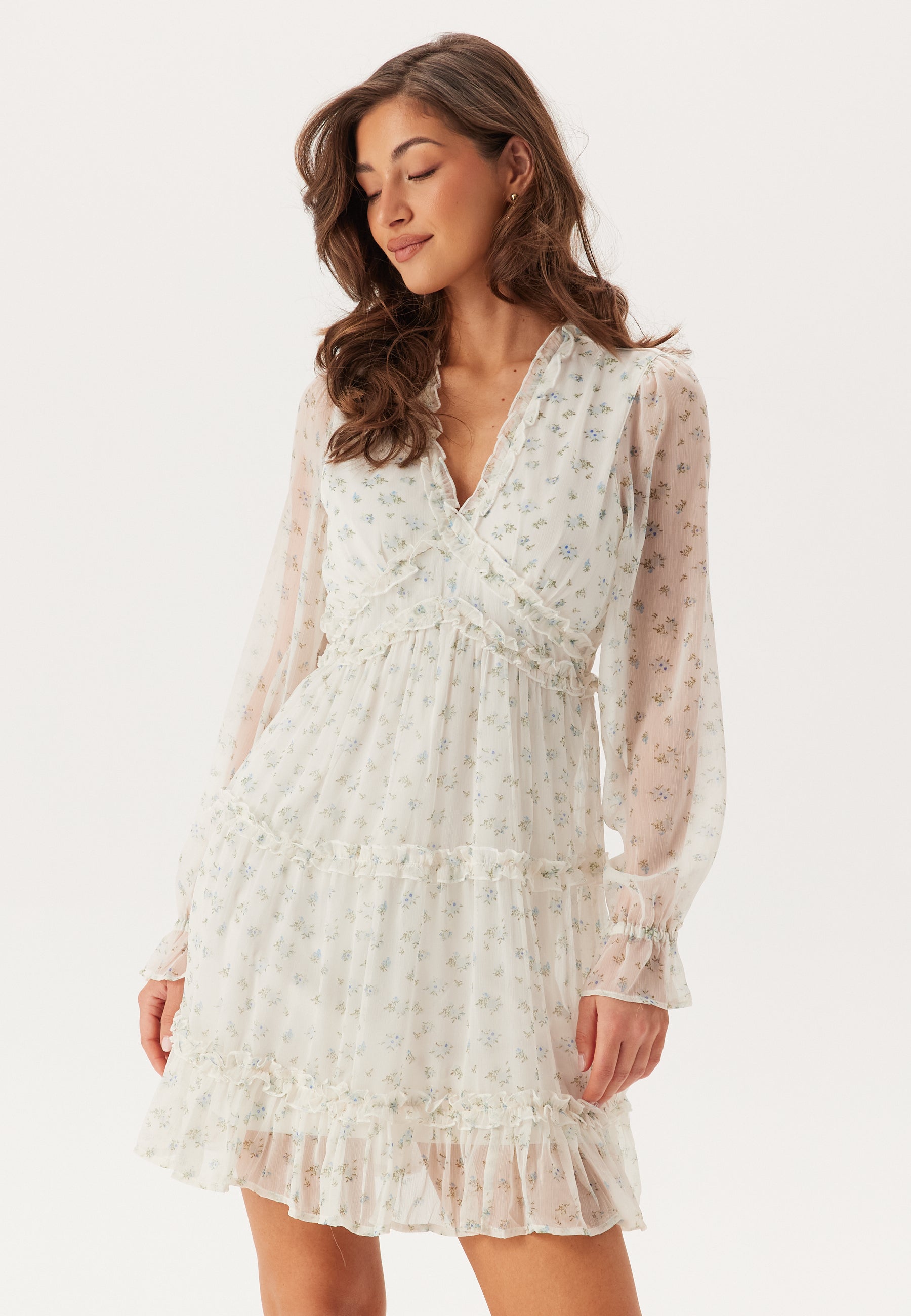 VERO MODA Vmsmilla LS frill short dress