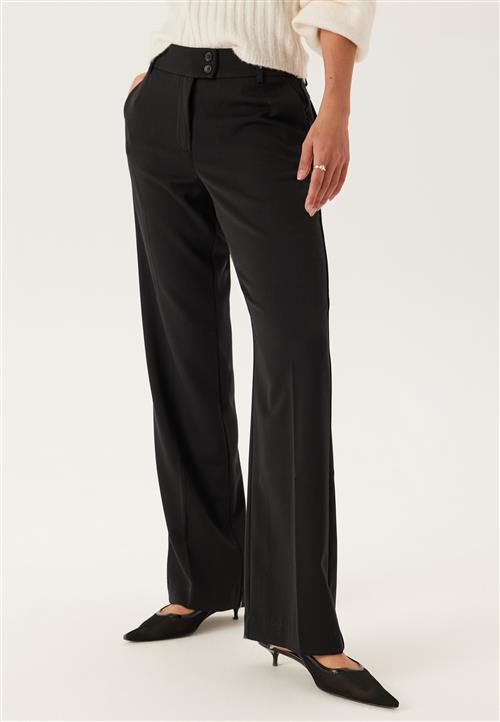 BUBBLEROOM Mid Waist Straight Back Pocket Trousers