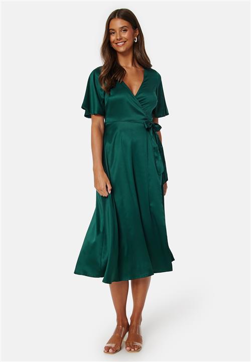 Bubbleroom Occasion Butterfly Sleeve Wrap Satin Midi Dress