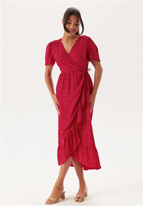 Happy Holly Evie Puff Sleeve Midi Wrap Dress