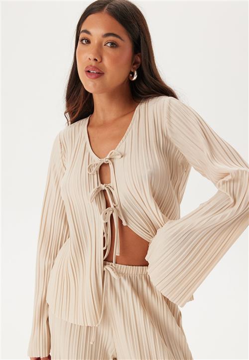 BUBBLEROOM Pleated Tie Cardigan Top