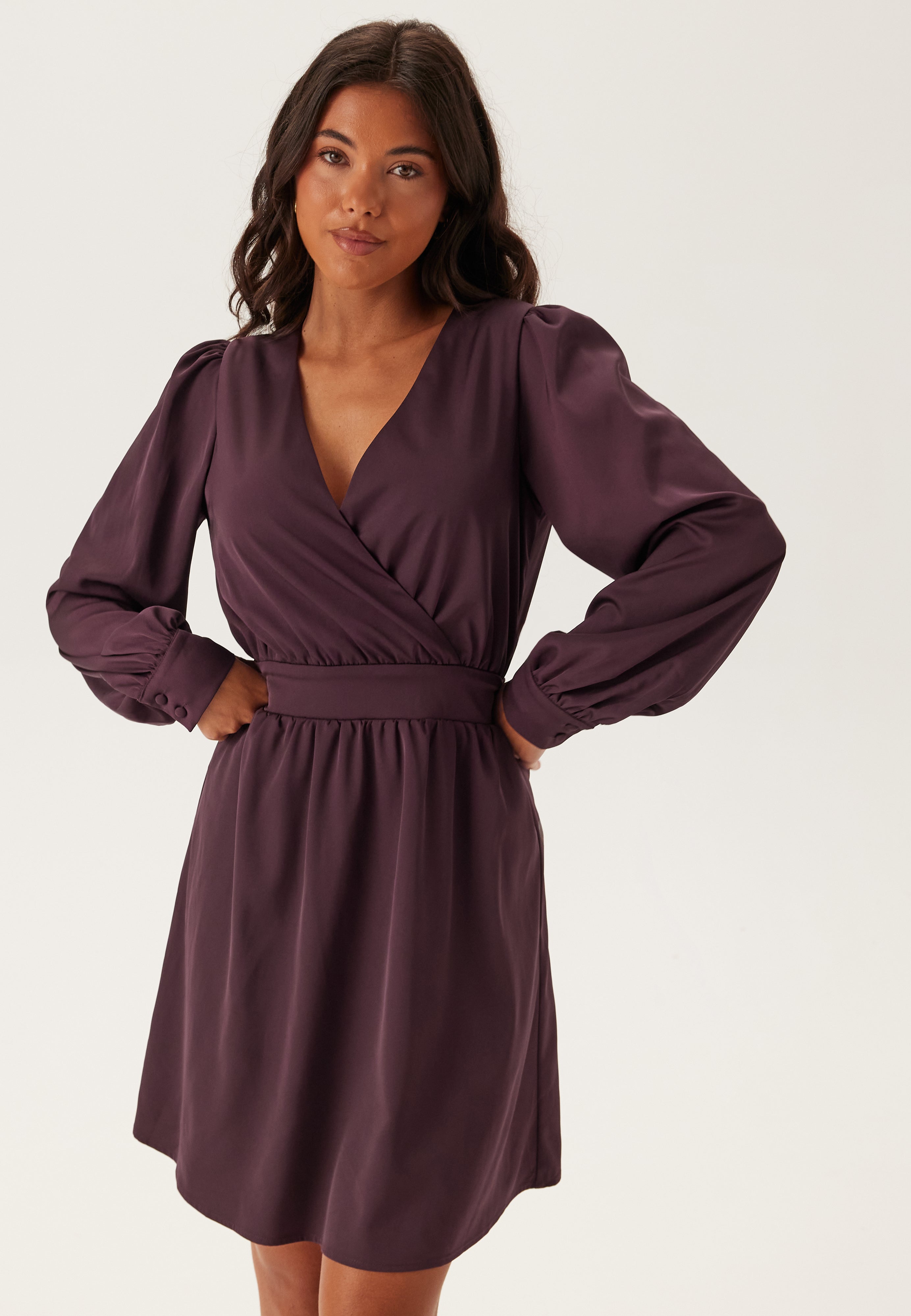 BUBBLEROOM Wrap Satin Dress