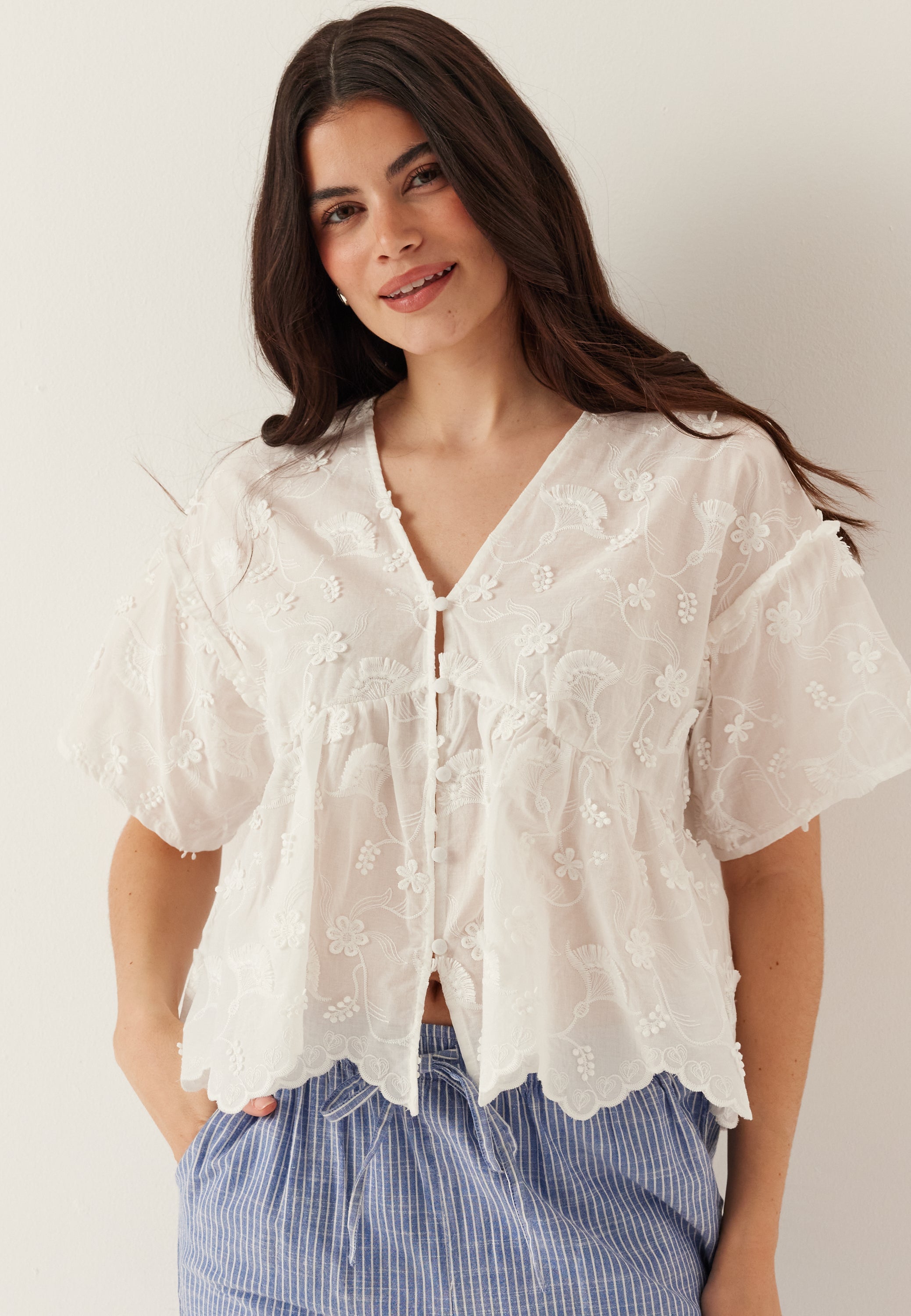 Object Collectors Item Objlora S/S RE V-NECK TOP