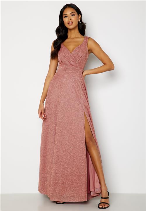 Goddiva Glitter Wrap Maxi Dress