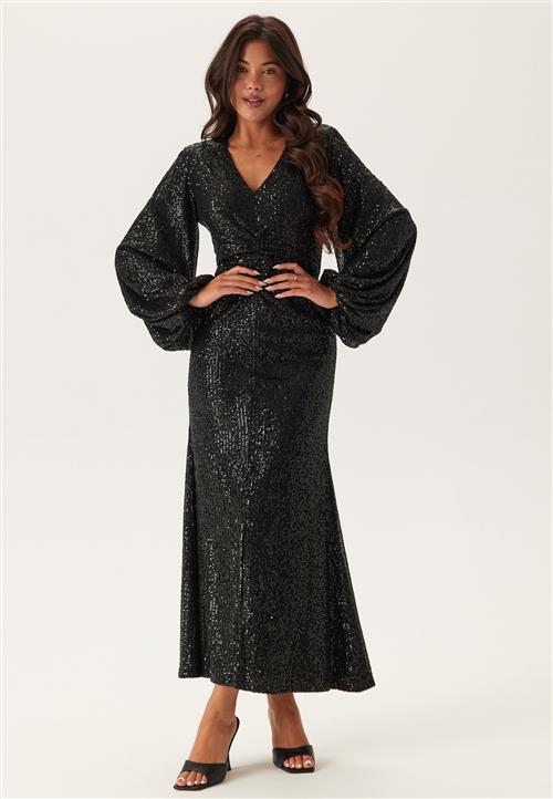 Bubbleroom Occasion Long Sleeve Sequin Ankle Dress