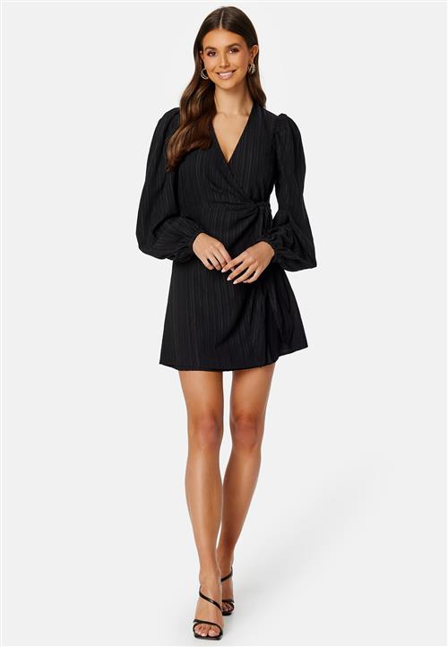 BUBBLEROOM Balloon Sleeve Structured Wrap Dress