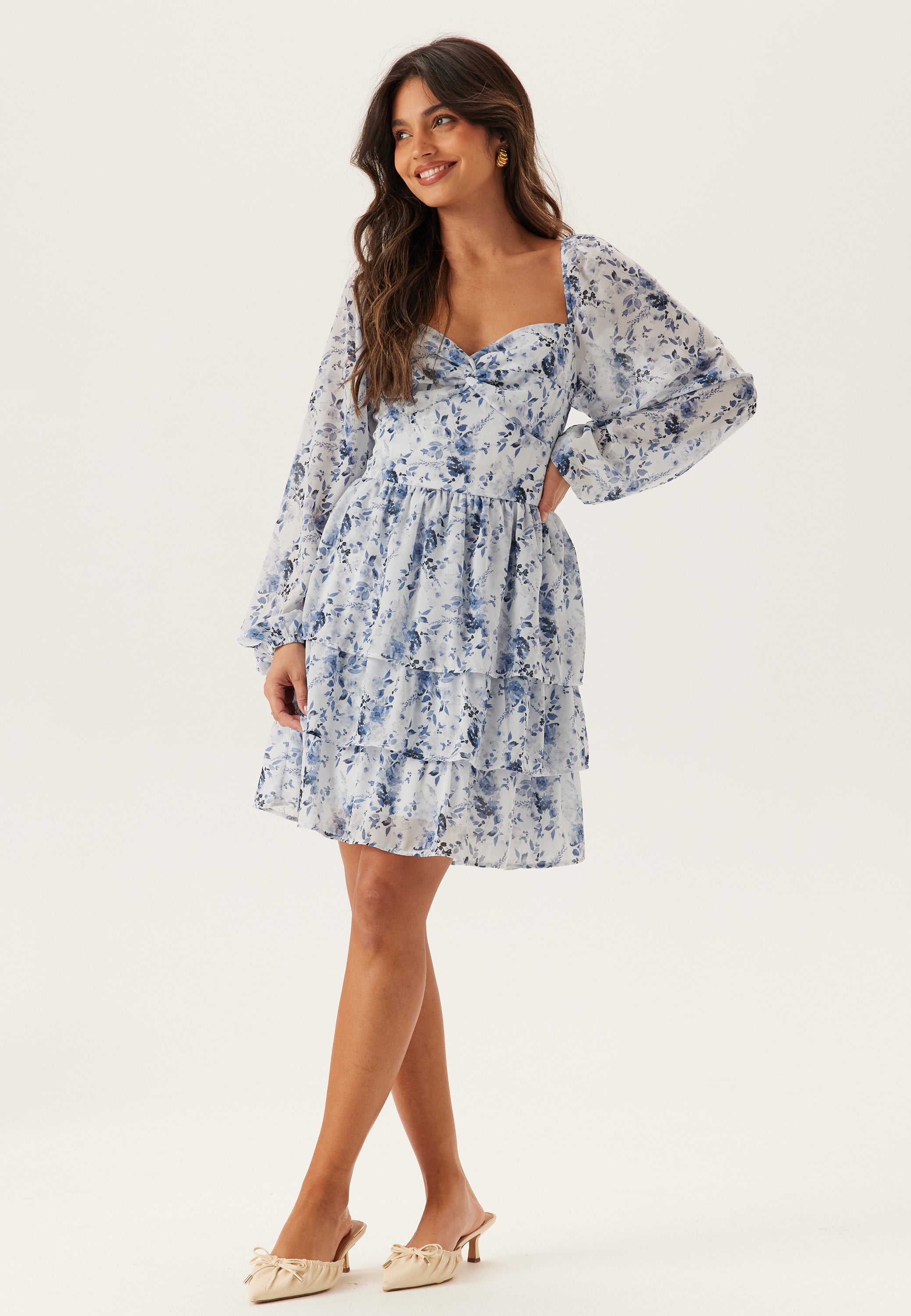 BUBBLEROOM Twist Detail Flounce Dress