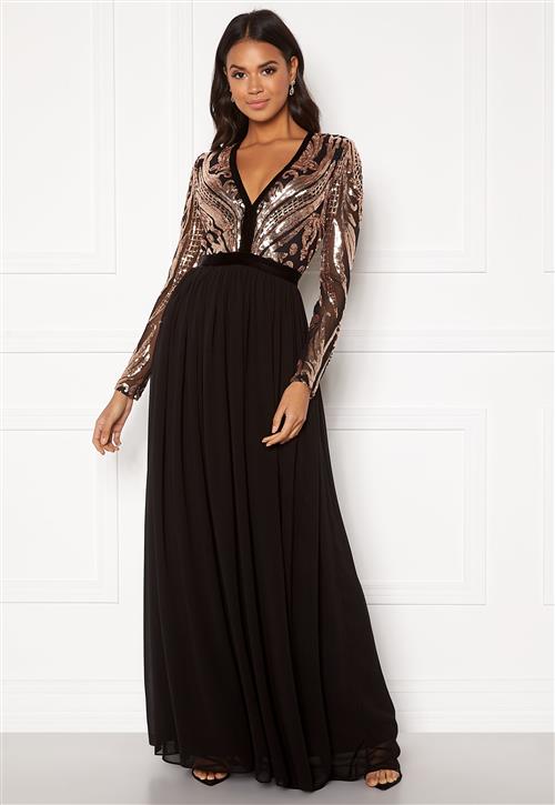 Goddiva Deep V Sequin Maxi Dress