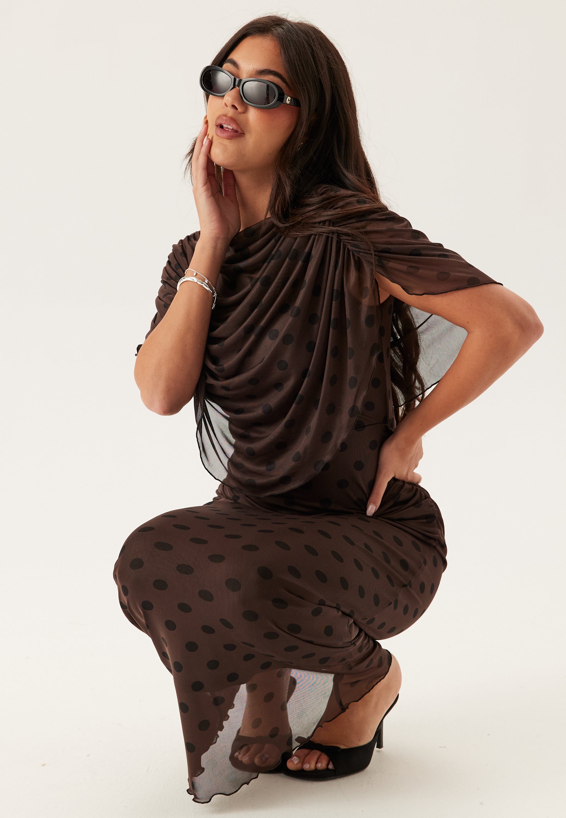 Bubbleroom Occasion Cape Mesh Ankle Dress