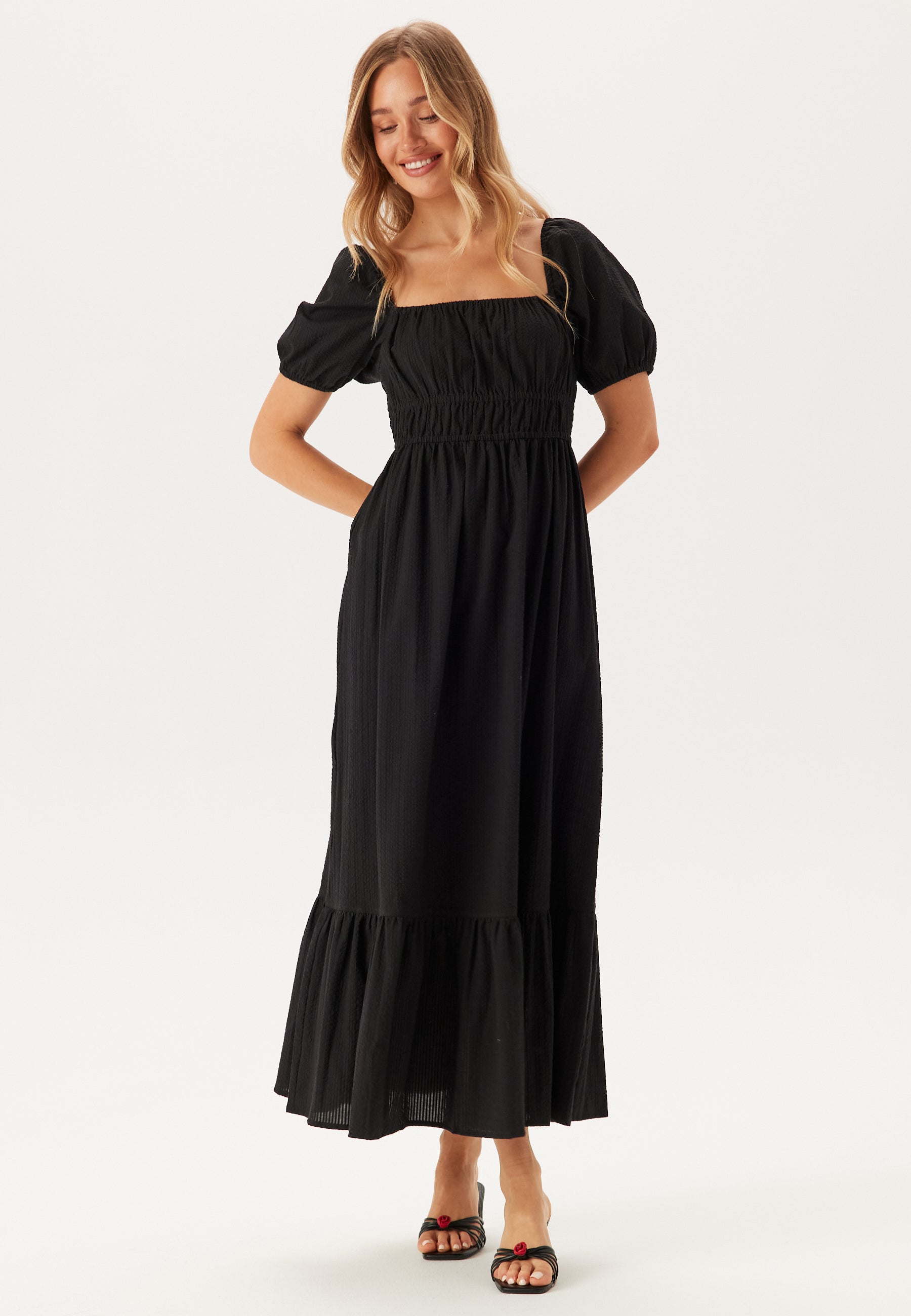 BUBBLEROOM Square Neck Cotton Maxi Dress
