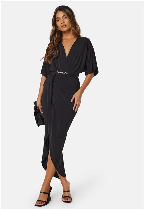John Zack Kimono Sleeve Rouch Dress