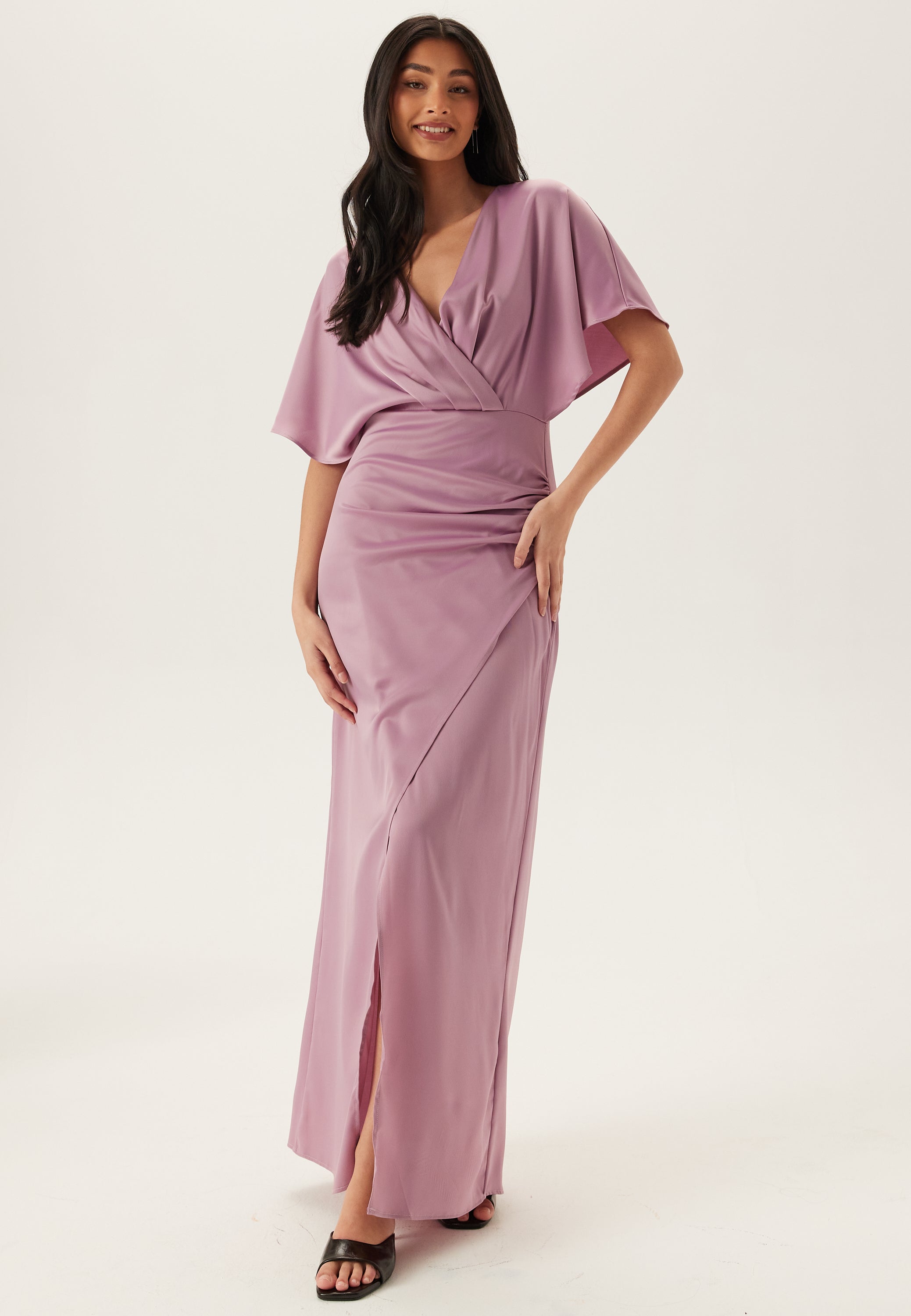 Bubbleroom Occasion Wrap Satin Gown