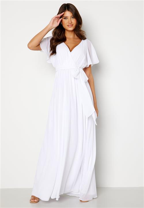 Goddiva Flutter Sleeve Chiffon Maxi Dress