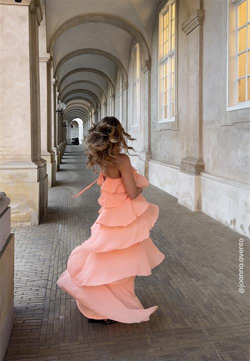 Bubbleroom Occasion Tie Back Flounce Maxi Dress