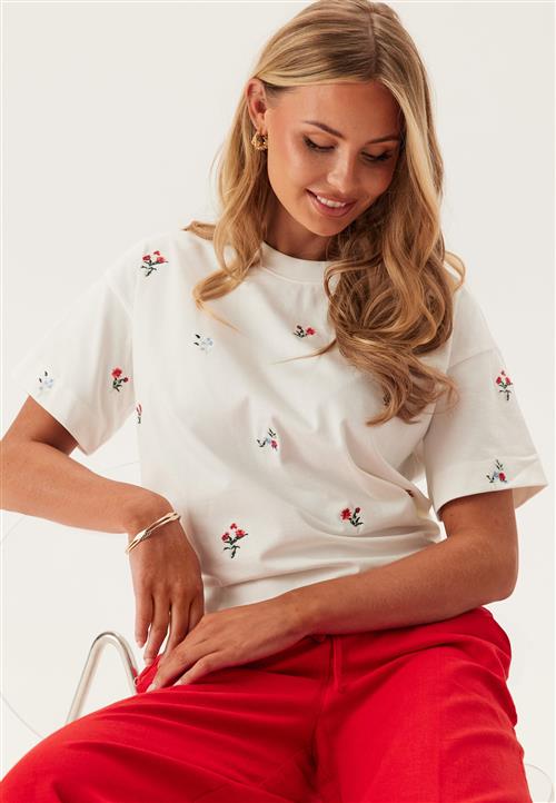 VILA Vimonie Flower Emb S/S O-NECK